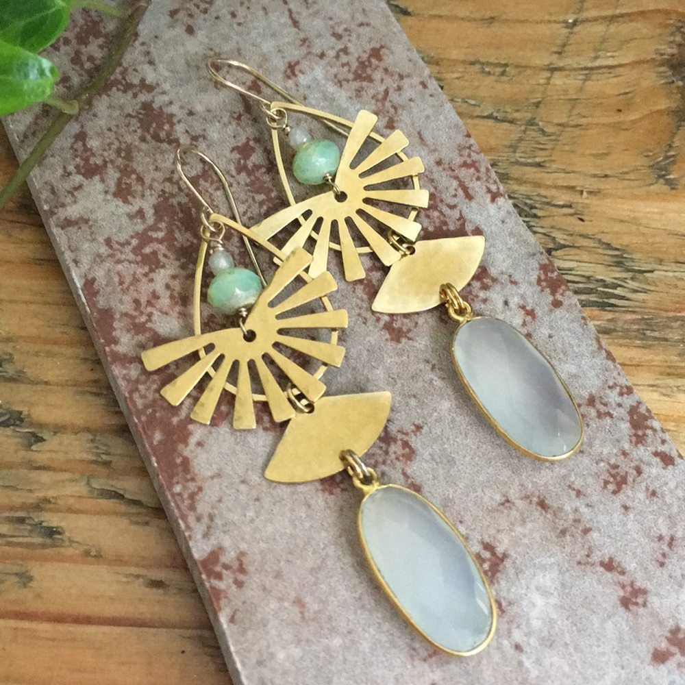 Chalcedony Sun Ray earrings